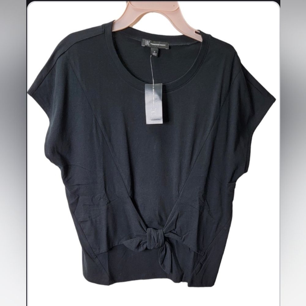 INC International Concepts black top blouse size S cotton. *